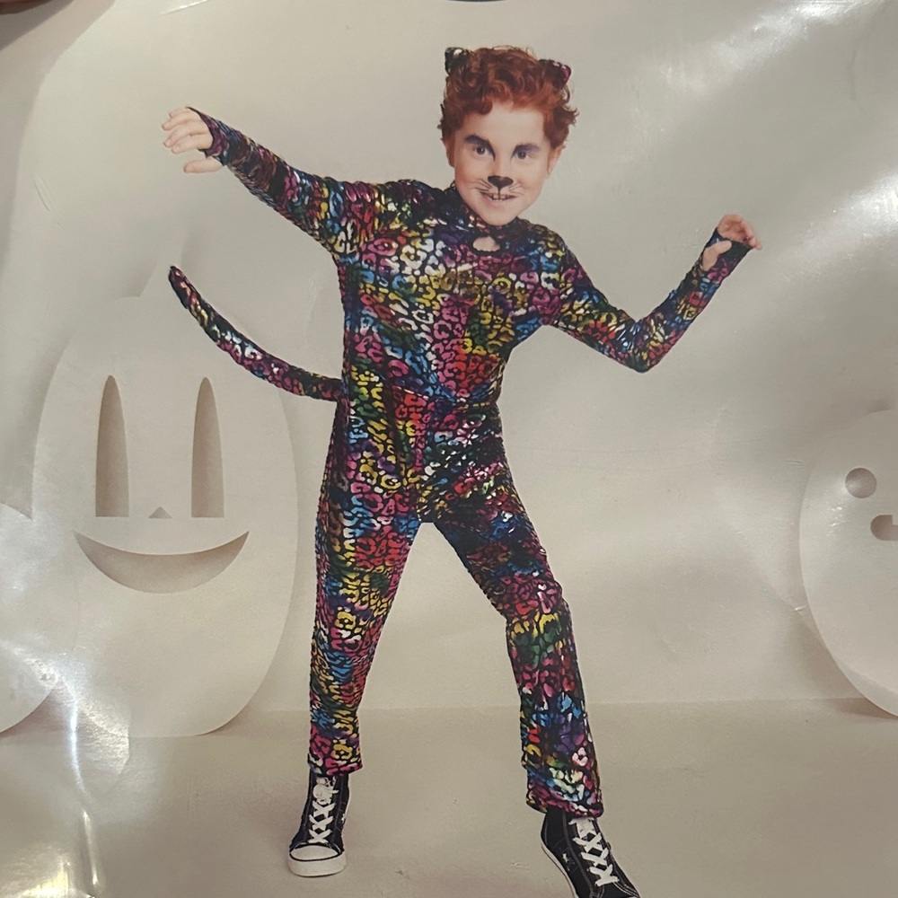 Hyde & Eek! Boutique kids WILD CAT Halloween costume jumpsuit, tail, ears kids 8